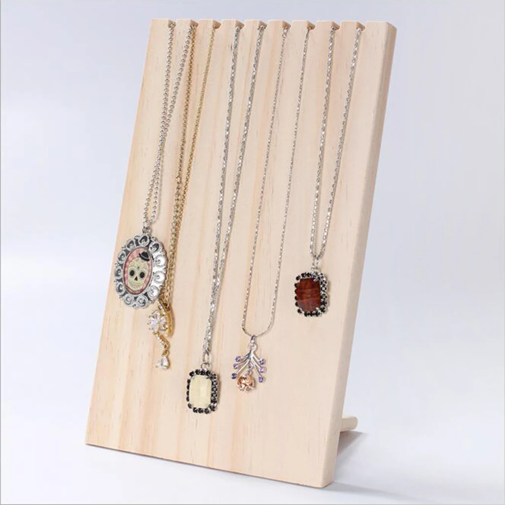 

Square Wood Necklace Display Holder Organizer Stand Hanging Rack Multipurpose Show Shelf