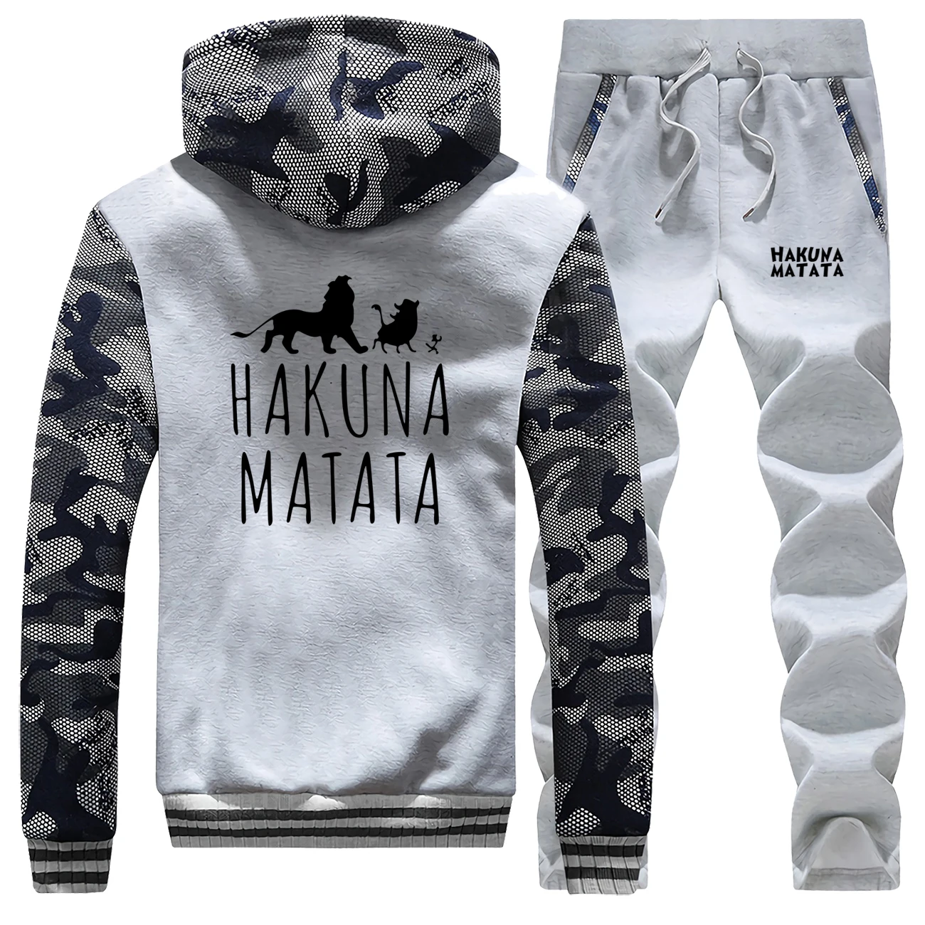 Зимняя флисовая куртка + штаны комплект из 2 предметов принт HAKUNA MATATA повседневный