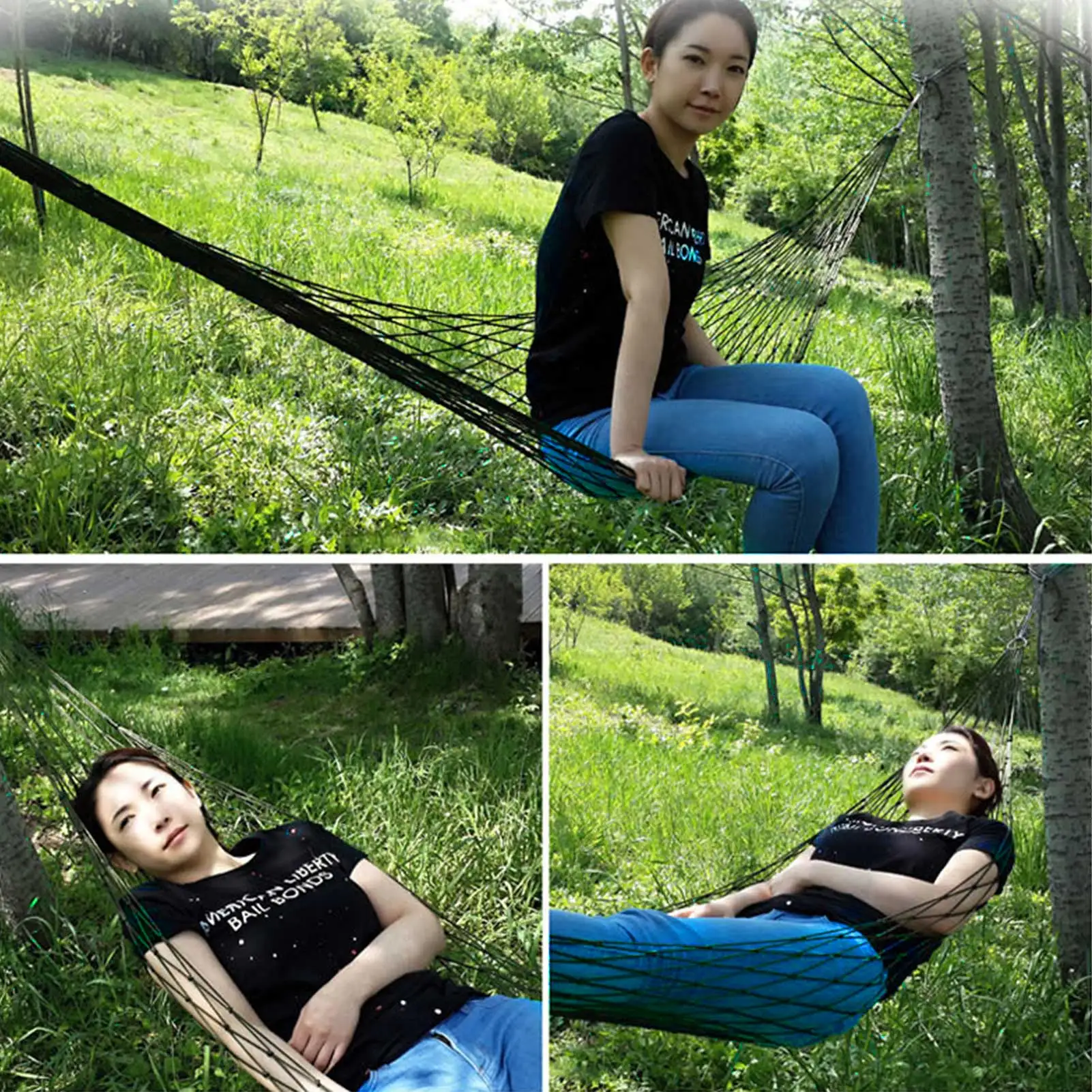 

Nylon Hammock Portable Garden Mesh Net Sleeping Bed Hammock for Outdoor Travel Camping Hammock Green Hammock Camping