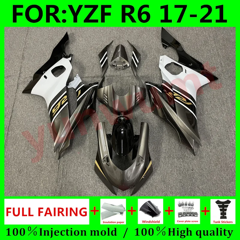 

New ABS Motorcycle whole Fairings kit for YAMAHA YZF-R6 2017 2018 2019 2020 R6 17 18 19 20 21 fairing Bodywork set grey white