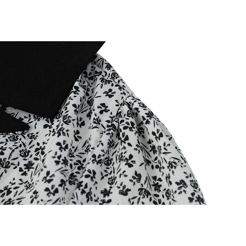 Chic French Vintage Dress For Women Suit Collar Short Sleeve Double-Breasted Irregular Floral Cake Female Summer 2021 New | Женская