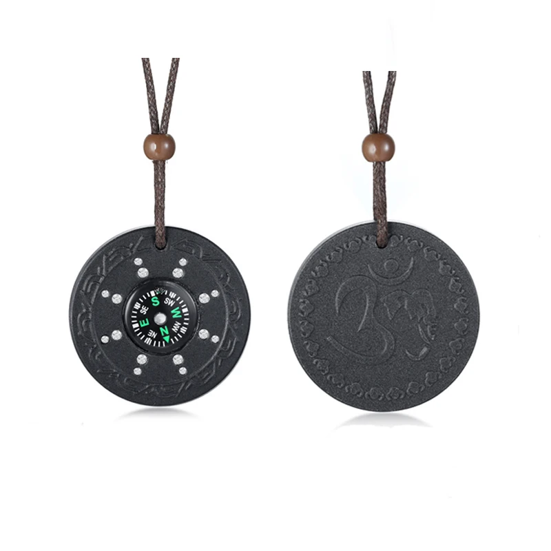 

Compass Anti EMF Radiation Protection Necklaces Pendant for Men Woman Energy Quantum Bio Science Negative Ions Volcanic Lava