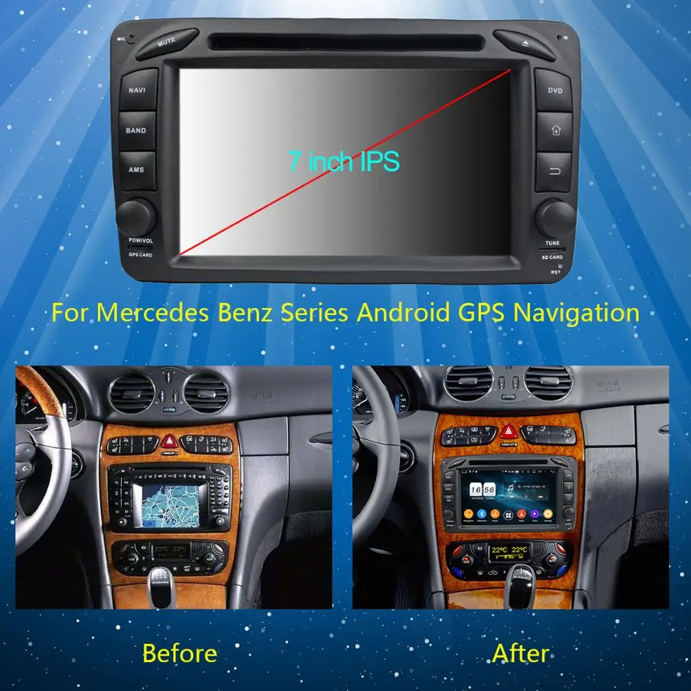 Автомобильный DVD-плеер 7 &quotIPS Android 9 0 8Core 4G 64G для Mercedes Benz W203 209 CLK ML W168 Viano Vito W463 GPS