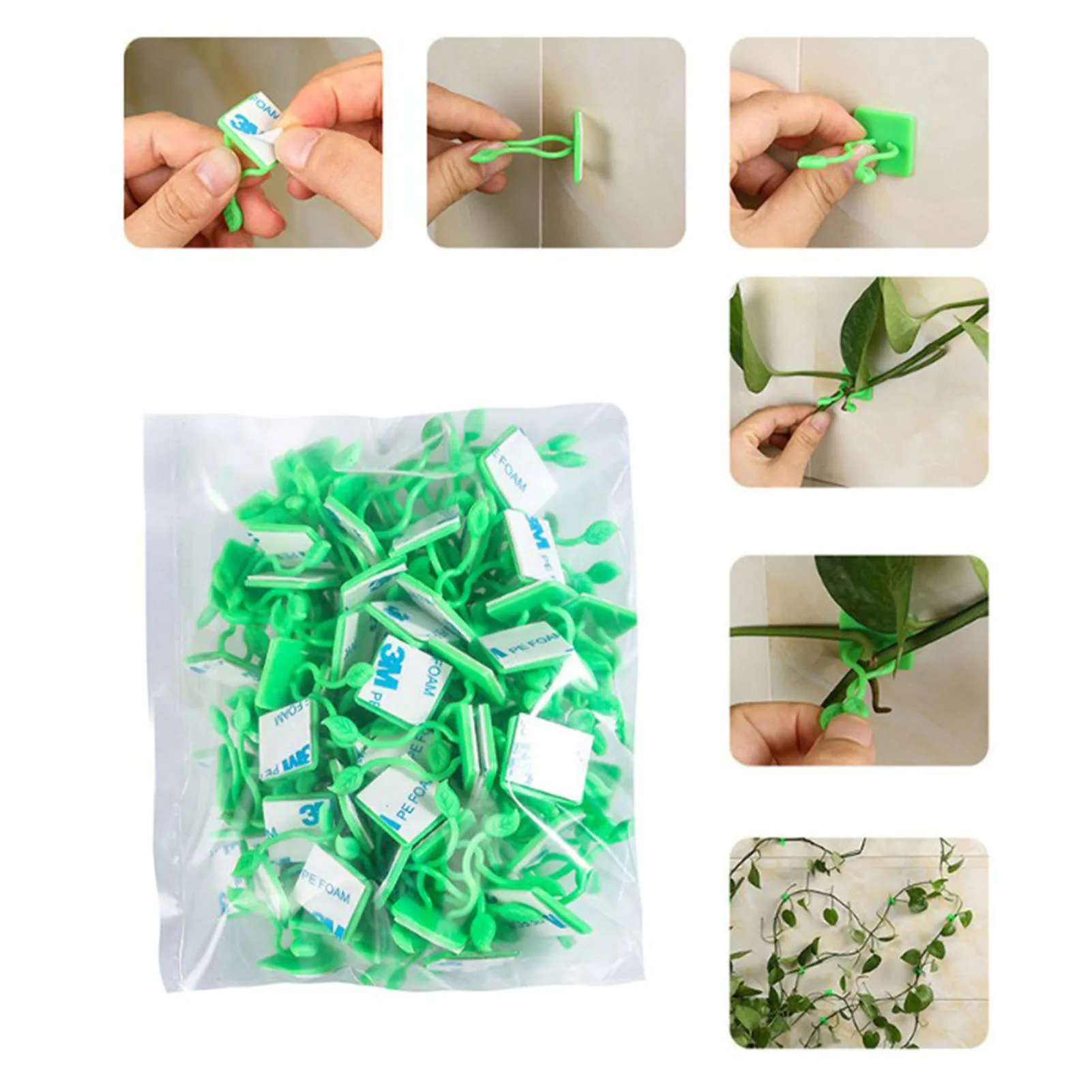 

100pcs Vine Plant Climbing Fixture Clips Invisible Self-Adhesive Wall Vine Fixture Wall Sticky Hook Vine Clips Fixed Buckle Hook