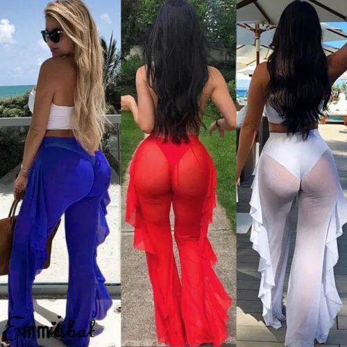 2019 женские пляжные накидки для плавания Пляжные штаны прозрачные брюки с