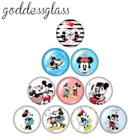 disney mickey minnie mouse love couple 10pcs 12mm18mm20mm25mm round photo glass cabochon flat back necklace making findings