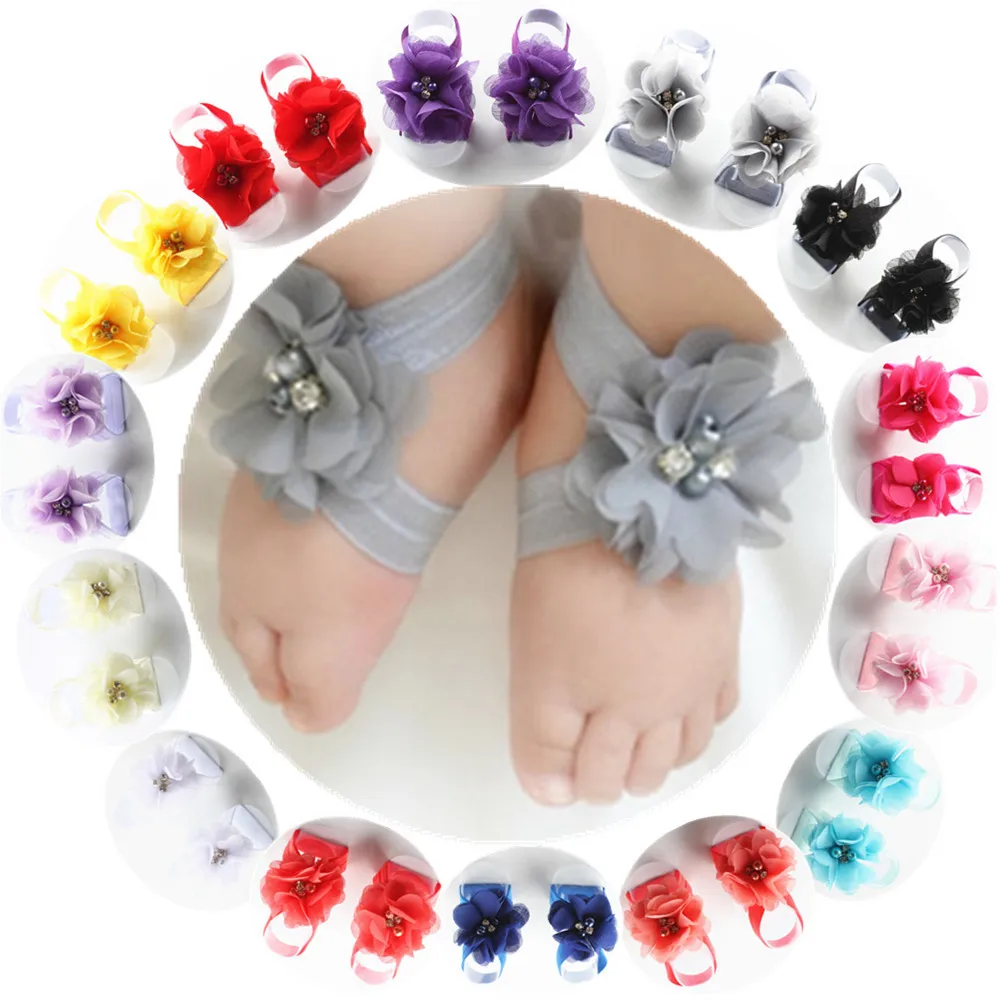 Детские штаны с кружевом и ног цветок босиком туфли Украшенные для детей