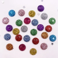 100pcs colorful glitter resin paillette 8mm round faceted gem flatback rhinestone buttons diy wedding scrapbook craft w66