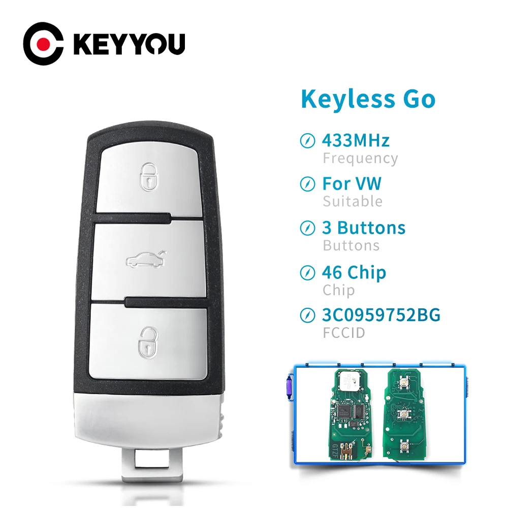 KEYYOU 3C0959752BG / BA БЕСКЛЮЧЕВОЙ дистанционный Автомобильный ключ для VolksWagen VW Passat CC Magotan
