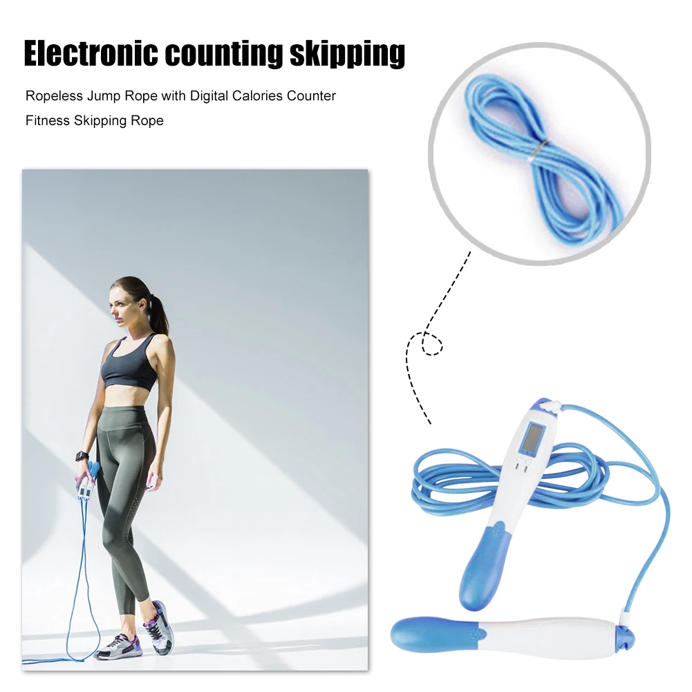 

RopelessJump Rope withDigitalCalories Counter Fitness Skipping Rope Adjustable Fitness Training Cordless Skipping Rope