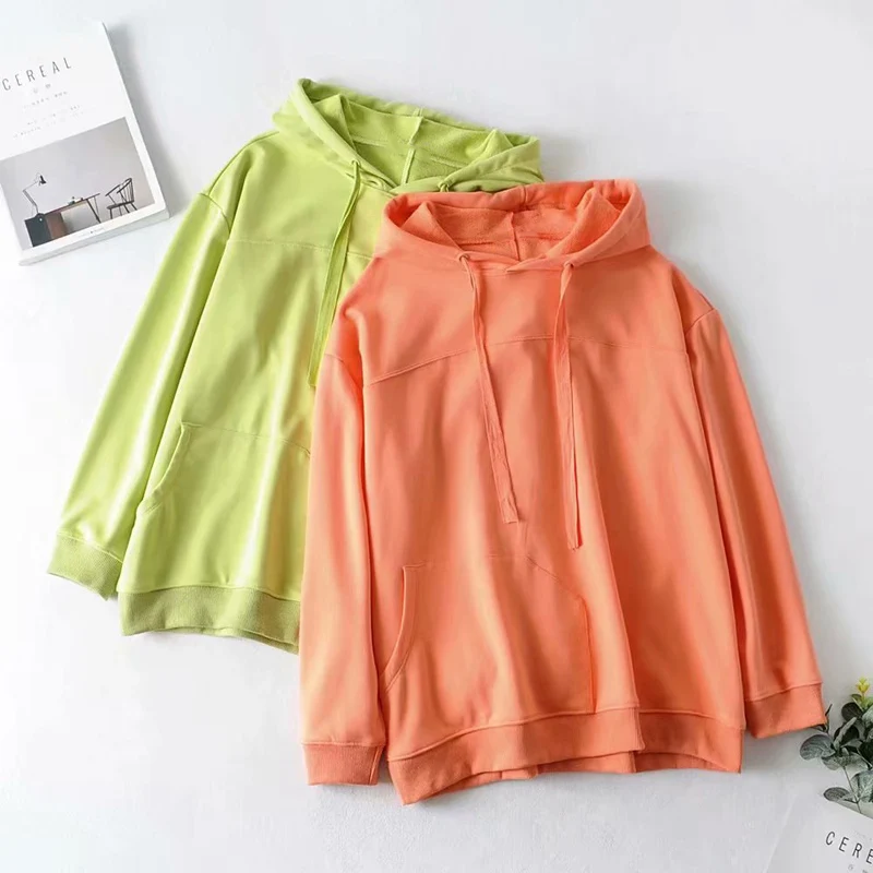 

Hoodies Loose Oversized Looped Pile Sweatshirts Hooded Casual Vintage Korean Pullovers Women Sweatshirts 2021