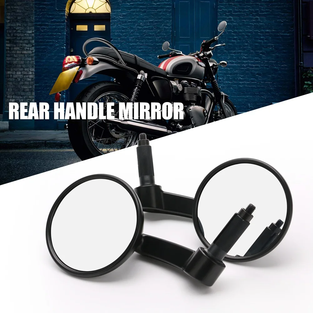 

17mm Diameter Round Motorcycle Rear View Mirrors Handle Bar End Cafe Racer For Harley SPORTSTER 883 1200 XL X48 Street 750 Dyna