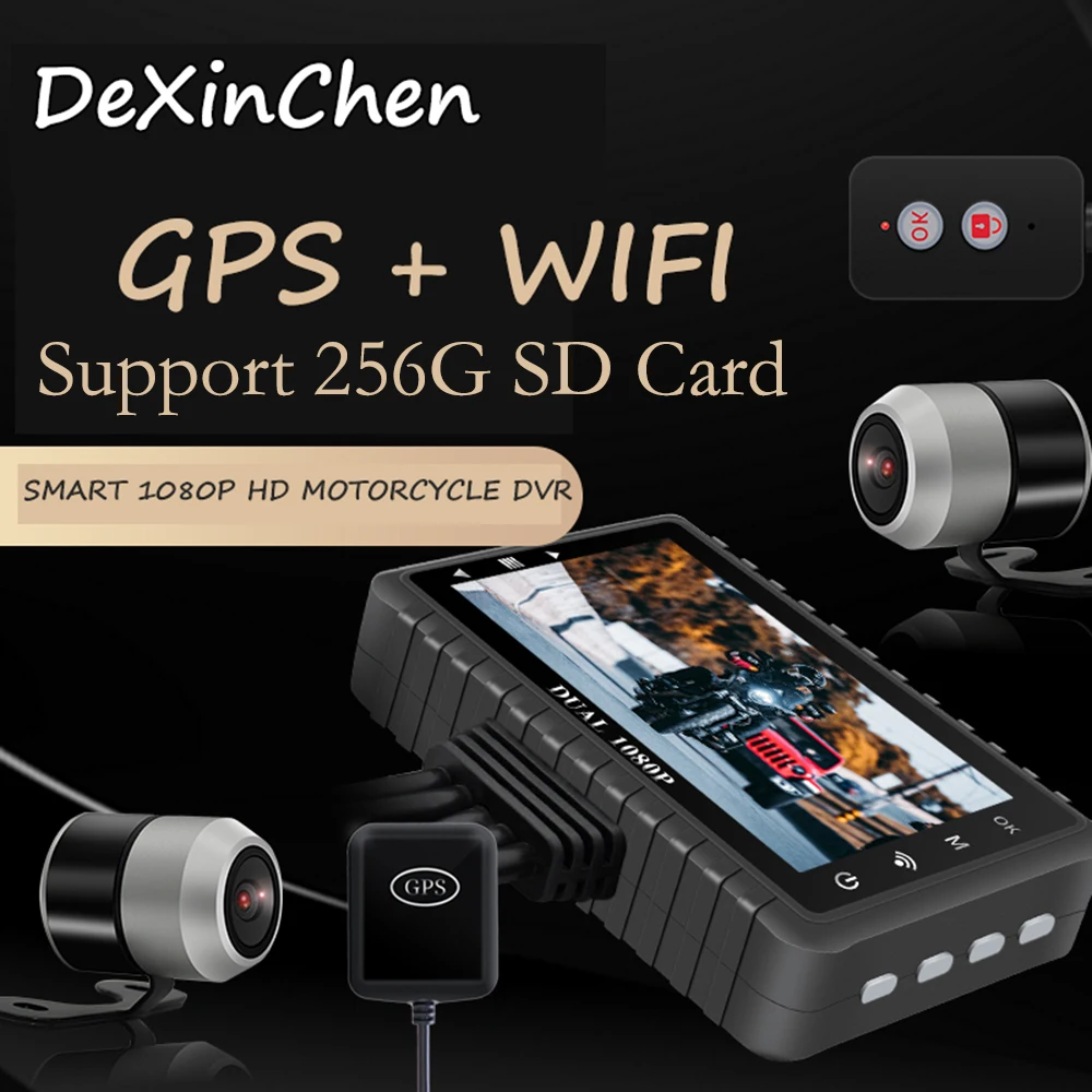 Камера мотоцикл WI FI рекордер GPS двойной 1080P Full HD 256G Видеорегистраторы для