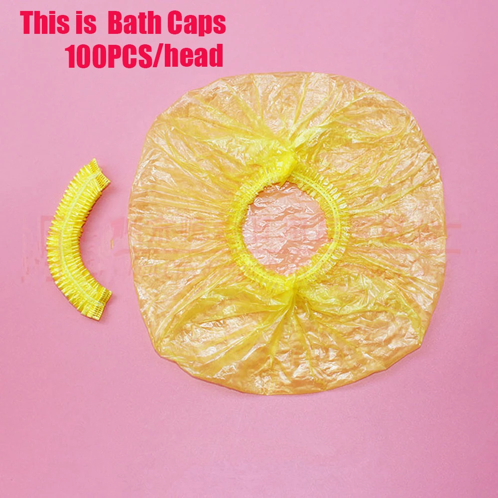 Head 100pcs yellow 50/100 шт одноразовые Пластик Водонепроницаемый Ухо Защитная крышка Кепки s Парикмахерская краска Защита душ Кепки инструмент - Цвет: Head 100pcs yellow