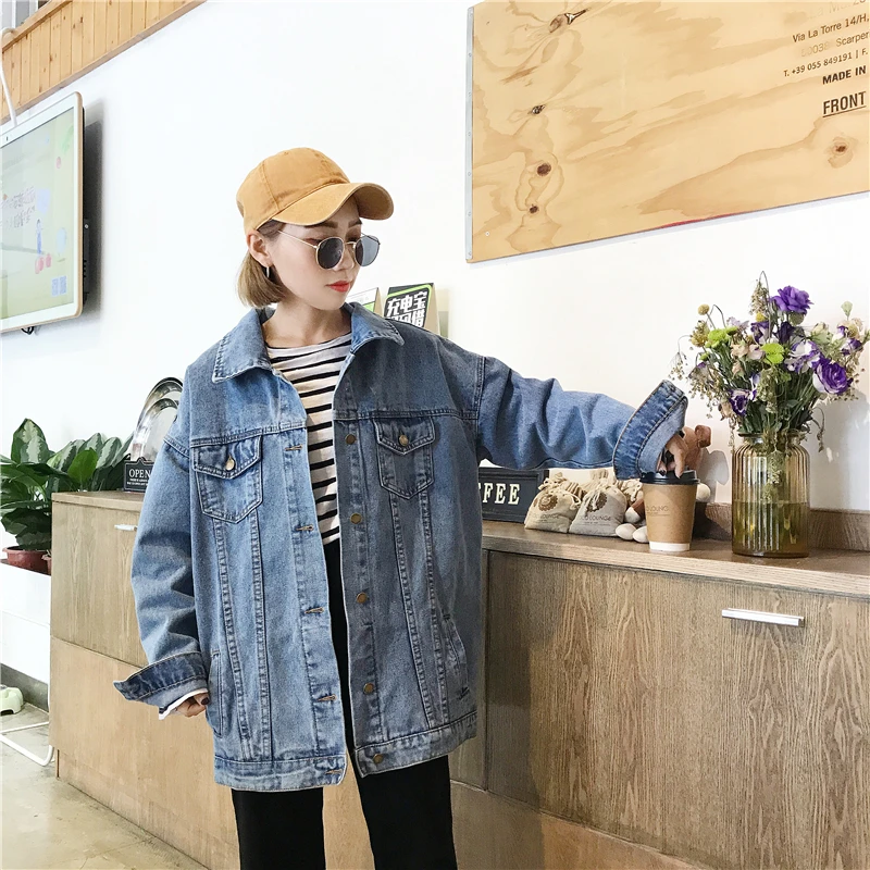 

2021 Spring Autumn Korean Style Hooded Denim Jacket Women Outerwear Oversized Loose Vintage Student Jeans Jacket Coat Female