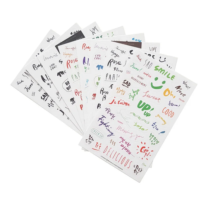 8 шт./лот милые буквы красочные наклейки для скрапбукинга улыбка и слова