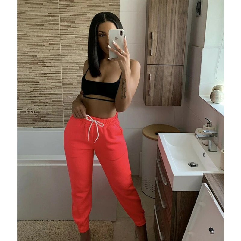 Модные женские брюки 2019 в стиле хип хоп новинка осенне зимние эластичные