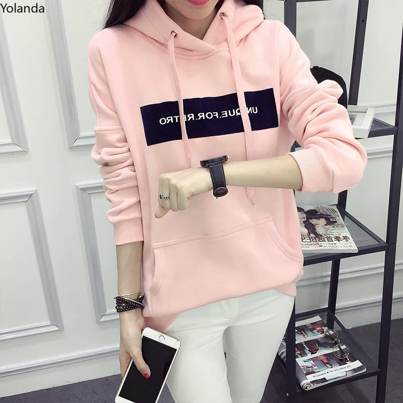 

In Winter 2021 The New Korean Version of Hooded Thickened Sweater Women's Loose Bottoming Coat Couples Harajuku Ins Letters