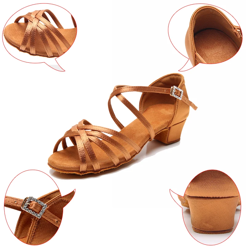 Новинка Детская обувь для латинских танцев Обувь бальных девочек EU24-42 Женская