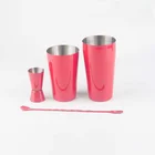 4-Pcs красный двухступенчатый Нержавеющаясталь Boston набор бар коктейль инструмент для барменов Бесплатная доставка набор домашние бары шейкер миксер напиток бармен