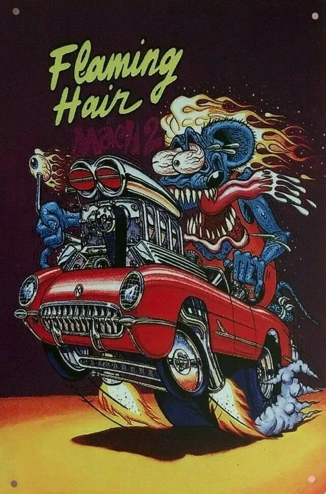 

Жестяной знак Rat Fink, винтажный автомобиль с мультяшным рисунком для дома, паба, семьи, гаража, мужская пещера, украшение для бара, клуба, Настенный декор