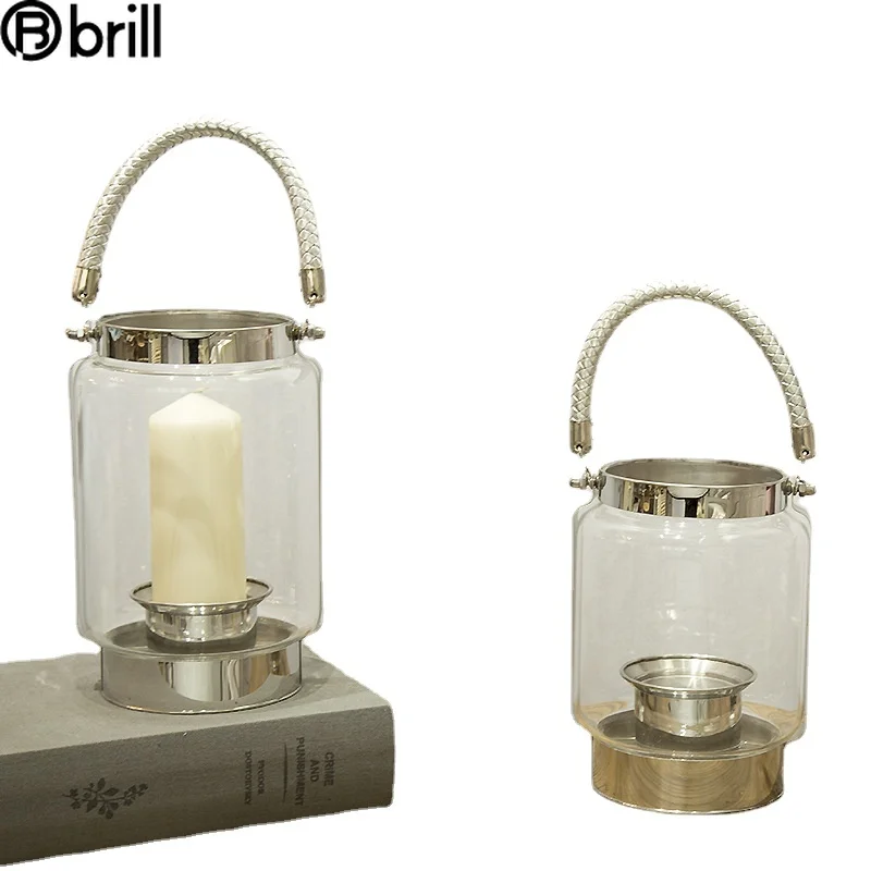 Metal Rose Gold Wind Lamp Windproof Candlestick Art Modern Candelabros Decorativos De Velas Bougeoir