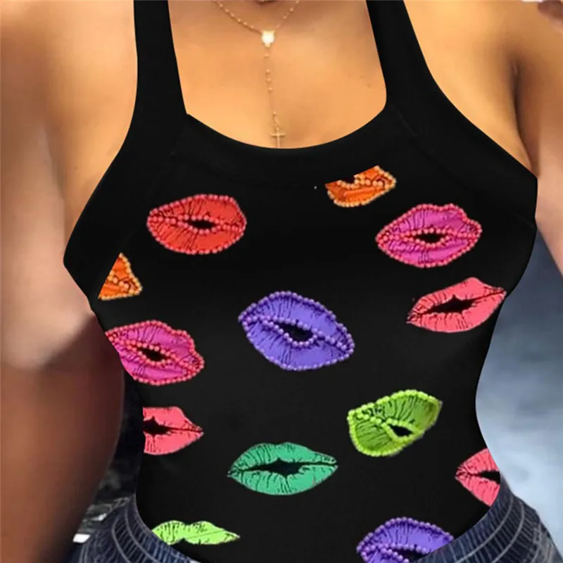 

Tank Vest Clubwear Streetwear 2020 New Sexy Women Back Bowknot Sleeveless Print Bodycon Slim Summer Tank Top Outwear