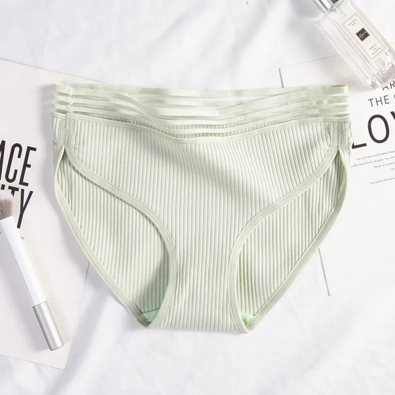 

Cotton Panties For Women Medium Waist Underwear Large Sports Breathable Striped Women's Panties