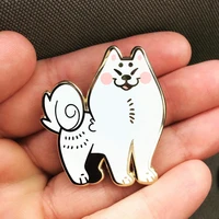 kawaii samoyed cute white pet dog dog hard enamel brooch badge pin hat brooch shirt lapel dog theme party jewelry gift