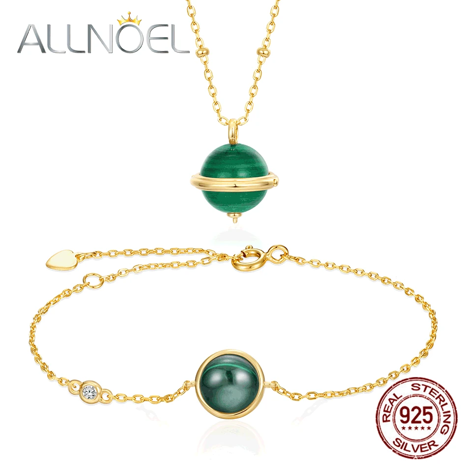 

ALLNOEL 925 Sterling Silver Natural Labradorite Rose Quartz Malachite Bracelet Necklace Set Send Women Fine Jewelry Hot Sale