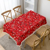 red print table cloth tassel waterproof tablecloth thick rectangular manteles mesa nappe wedding party decor coffee table cover