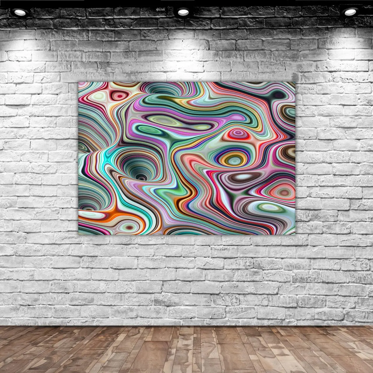 BK Home-Mesa de lona con dise&ntilde;o de l&iacute;neas onduladas abstractas tridimensionales, 70x100cm, 1-0