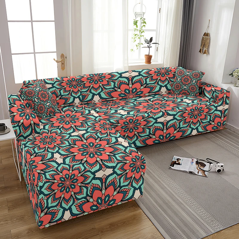 

Bohemian Vintage Floras Sofa Cover 1/2/3/4 Seater Stretch Bohemia Couch Covers Anti-dust Washable Slipcovers For Living Room