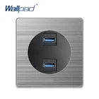 Настенная электрическая розетка Wallpad 2 USB3.0, серебристая панель из нержавеющей стали для дома для передачи данных