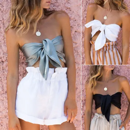 Женский бандажный Повседневный укороченный топ без рукавов повседневные