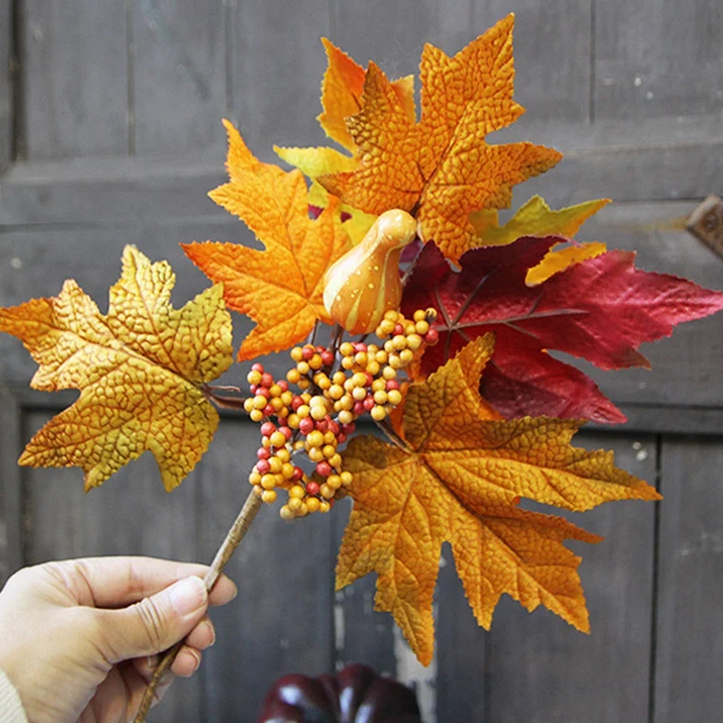 2 шт для хэллоуина украшения имитация кленовых веток искусственные фруктовые