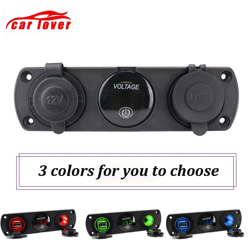 

Dual USB Socket Charger 4.2A 12V Cigarette Lighter LED Voltmeter 3 in 1 Charger Panel for Car Motocycle Boat Truck