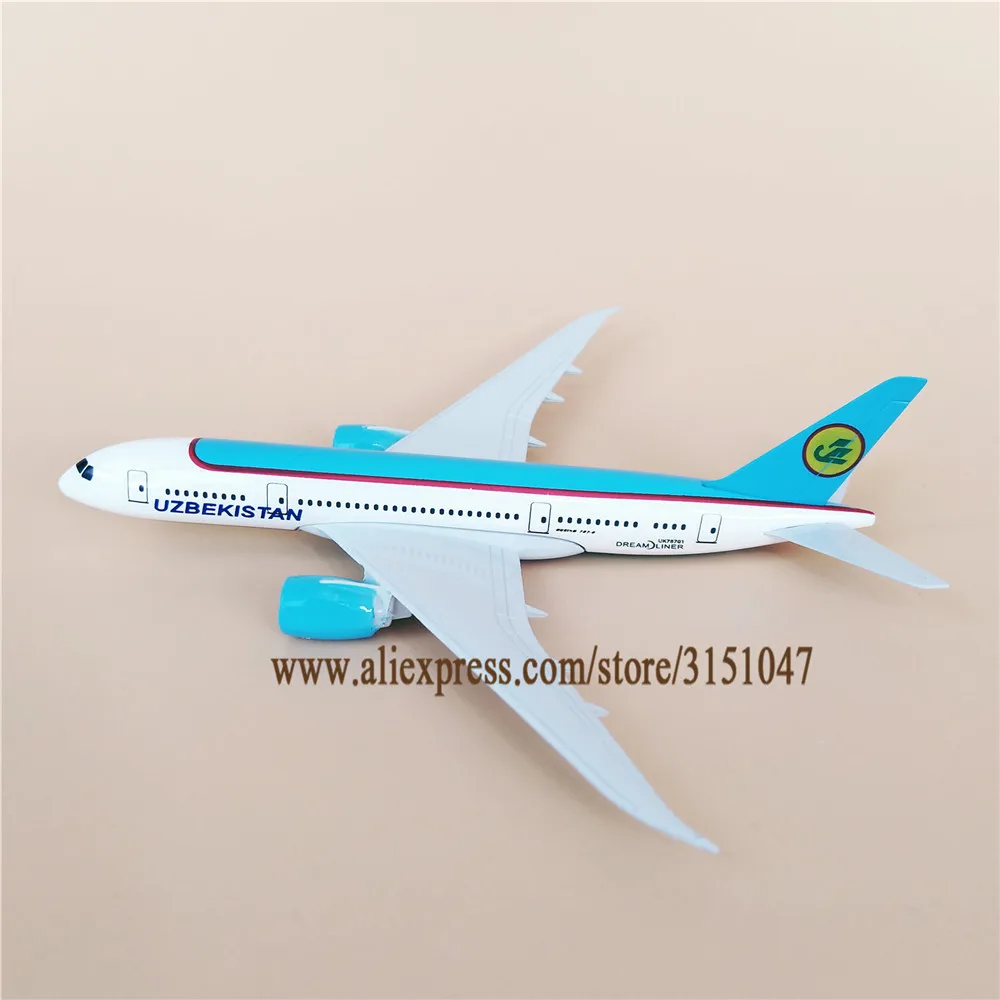 Модель самолета 16 см авиакомпании воздушно Узбекистан B787 модель Боинг 787 из