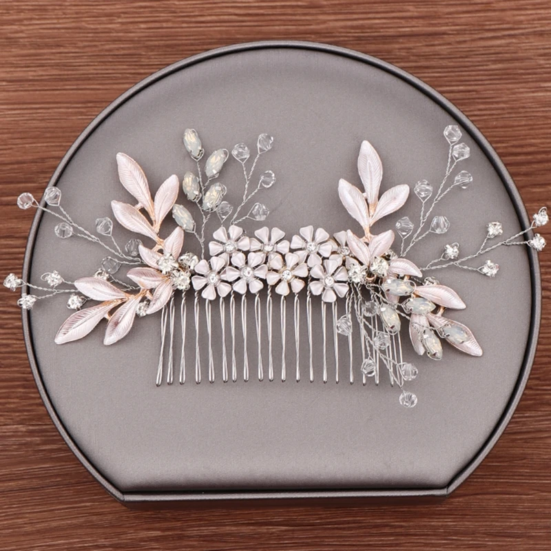 

Bride Tiara Handmade Leaf Crystal Hair Comb Hair Accessories For Women Prom Bridal Hair Comb Headpiece Wedding Hair Jewelry
