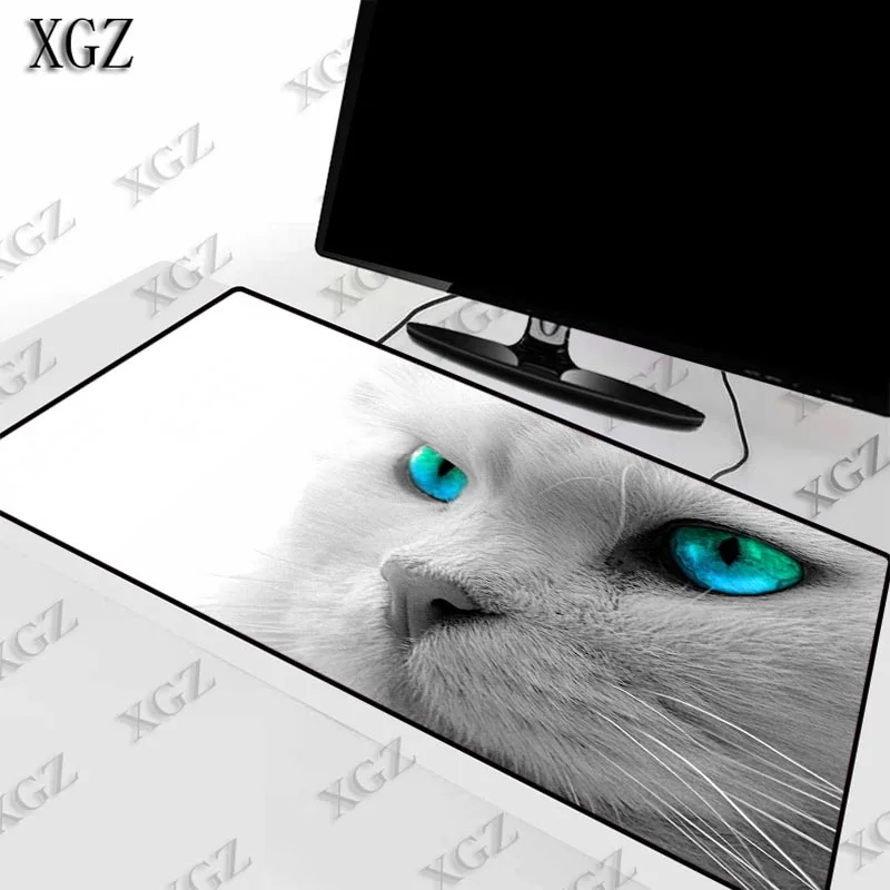 Большой игровой коврик для мыши XGZ с белыми кошачьими голубыми глазами в виде