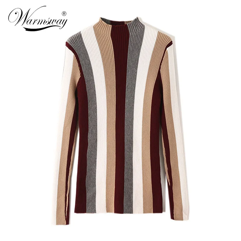 2020 весенний женский топ с воротником-стойкой контрастного цвета полосатый