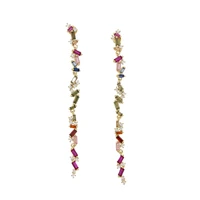 fashion romantic long cz drop dangle earring for women geometric rainbow pastel cz earrings