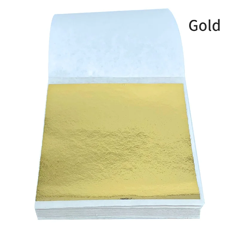 100 листов 8x8,5 см Тайваньского блестящего красочного имитационного золота для золочения мебели, линий на стенах, ремесел и украшений, листовой фольги.