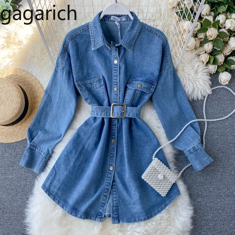 Женское джинсовое платье Gagarich осенне-зимнее Повседневное с отворотом и длинным