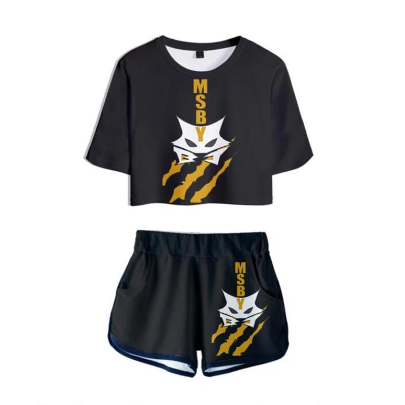 

Anime Haikyuu Cosplay Costume Msby Black Jackals Volleyball Club Hinata Shoyo Tracksuit Women Two Piece Set Tops and Shorts