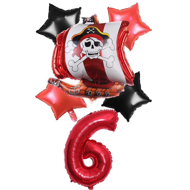 Воздушные шары из фольги в виде пиратского корабля 6 шт./компл. диаметр 32