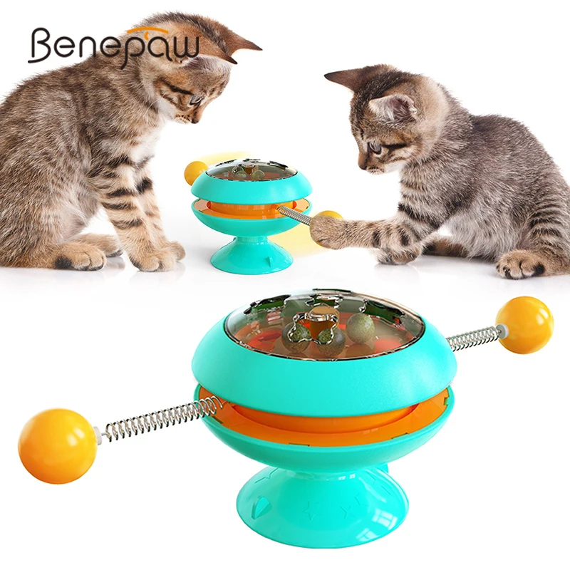 

Benepaw Interactive Cat Toy For Indoor Cats Strong Suction Cup Pet Exercise Turntable Chasing Toy Relieve Boredom For Kitten