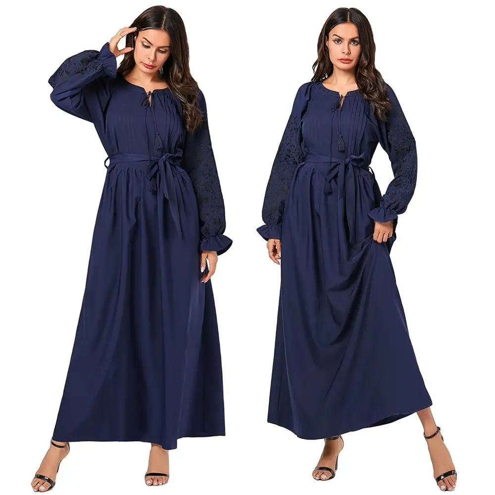 Винтажное abaya буфы на рукавах с вышивкой длинное мусульманское платье макси для