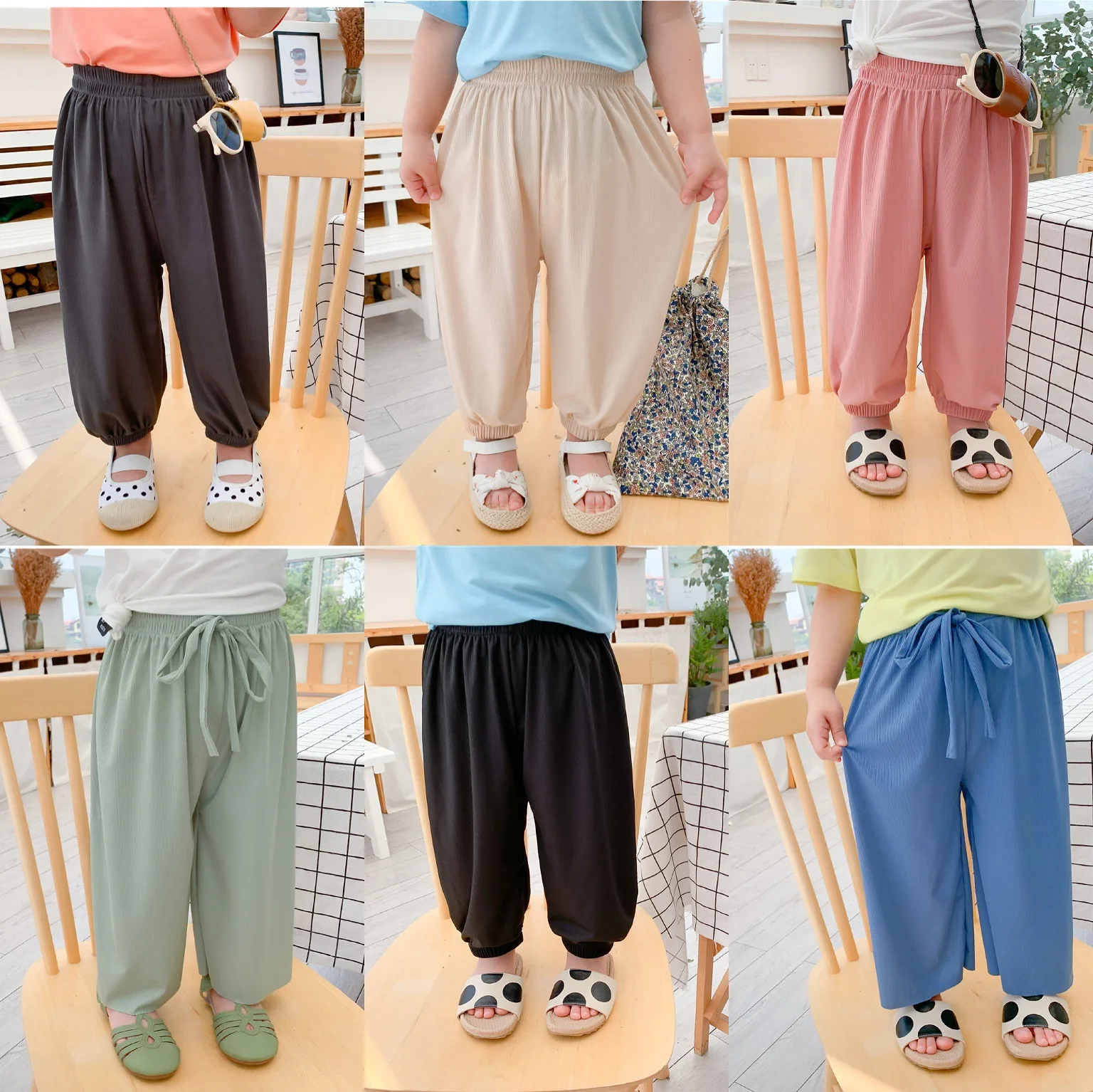 

Летние брюки-джоггеры для детей, однотонные летние свободные брюки для мальчиков, повседневные брюки Королевского синего цвета для девочек...