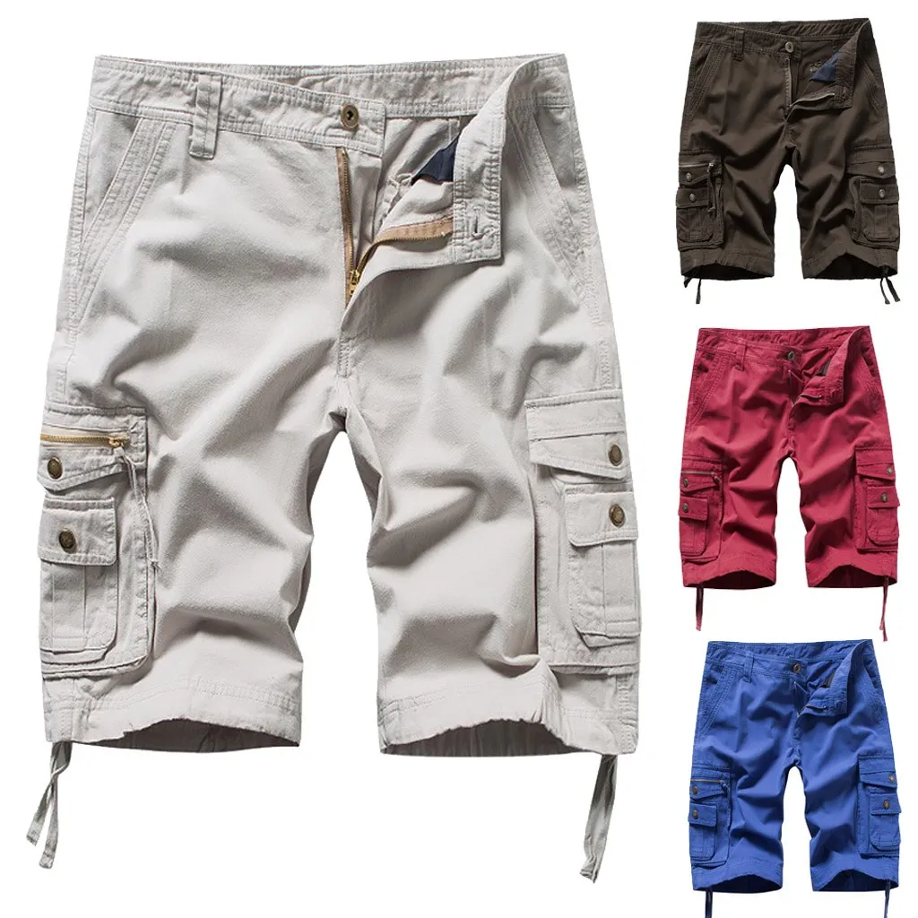 Повседневные рабочие мужские шорты Свободные укороченные штаны с карманами